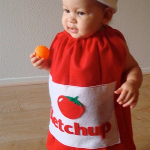 Baby Costume Ketchup Costume Halloween Costume Toddler Infant Newborn Costume Boy Costume Sibling Costume Fast Food Costume Condiment Funny image 4