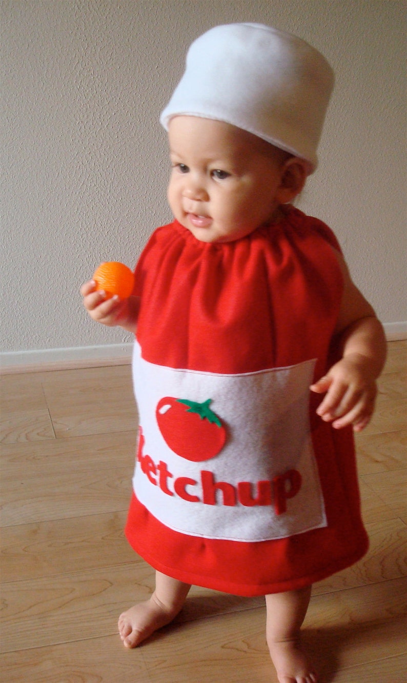 Baby Costume Ketchup Costume Halloween Costume Toddler Infant Newborn Costume Boy Costume Sibling Costume Fast Food Costume Condiment Funny image 4