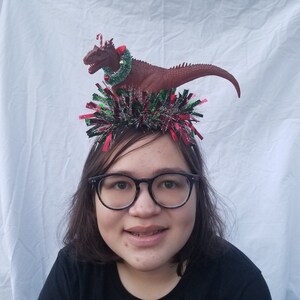 Christmas Headband Dinosaur Reindeer Headband Ugly Christmas Party Sweater Party Contest XMas Party Festive Santa Dinosaur Ugly Xmas Party image 2