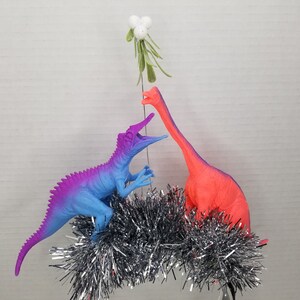 Dinosaur Mistletoe Kissing Dinosaur Christmas Headband Tacky Christmas Ugly Christmas Party Ugly Xmas Accessory Christmas Funny Headband image 5