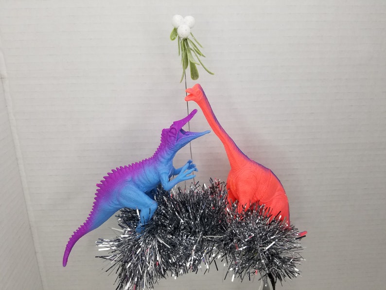 Dinosaur Mistletoe Kissing Dinosaur Christmas Headband Tacky Christmas Ugly Christmas Party Ugly Xmas Accessory Christmas Funny Headband image 5