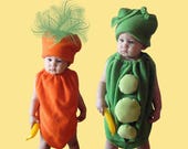 Twin Baby Costumes Peas and Carrots Costumes Infant Toddler Child Costume Baby Boy Costume Toddler Girl Costume Food Costume Vegetables Pod