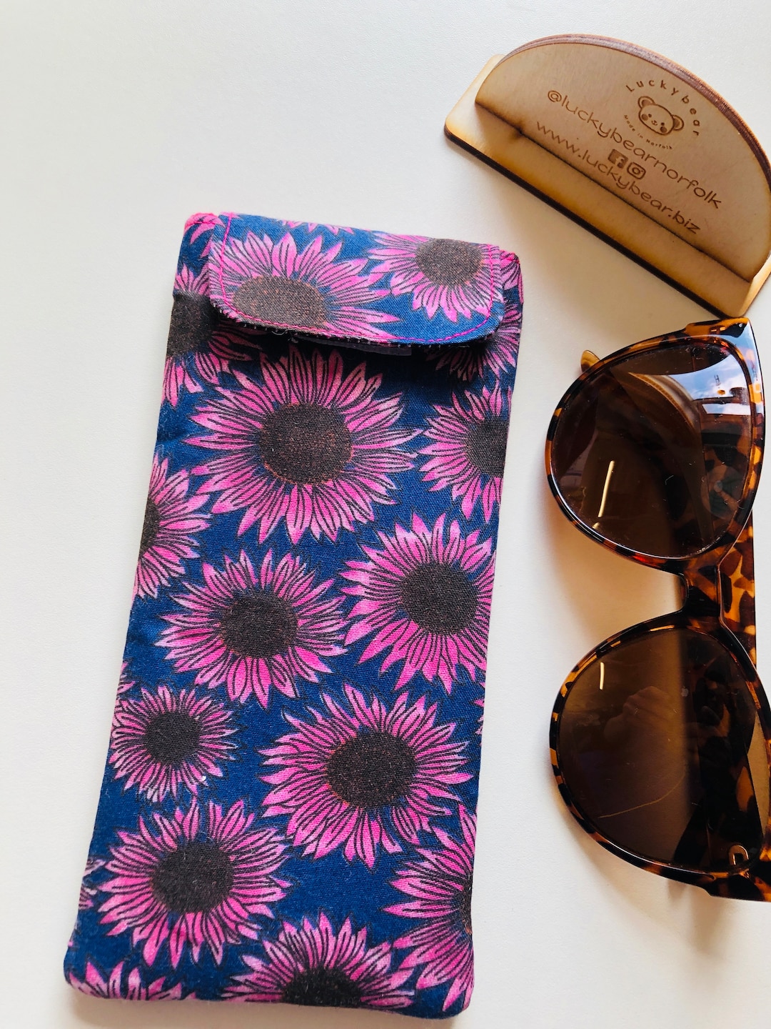 Pink Glass Case Pink Sunflower Glasses Case, Large Sunglasses Glasses Case, Pink Flower ...