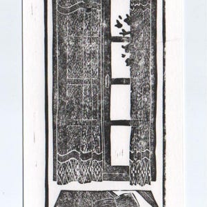 Marcapáginas en linóleo, tarjeta de libro, ilustración, regalo, decoración en linóleo