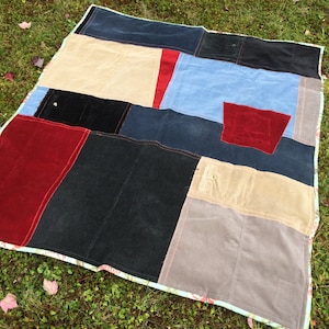 Wolf Pawprint Quilt Wool Throw Decorative Eco Friendly Upcycled Wool Patchwork Applique Woodsy by Northernlodge on Etsy