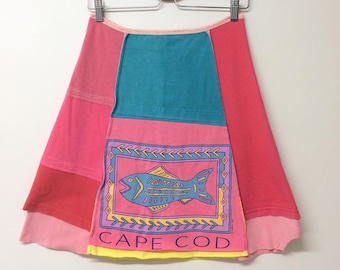 Upcycled T-Skirt | Size MEDIUM (6/8) | Cotton Jersey T-shirt Skirt | A-Line | 100% Cotton | Sustainable Clothing | Handmade in Maine | USA