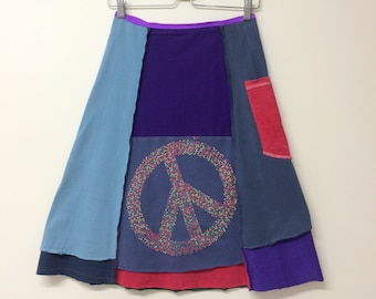 Handmade T-Skirt | Size SMALL (4/6) | Cotton Jersey Skirt | 100% Cotton | Upcycled | OOAK Sustainable Clothing | Handmade in Maine | USA