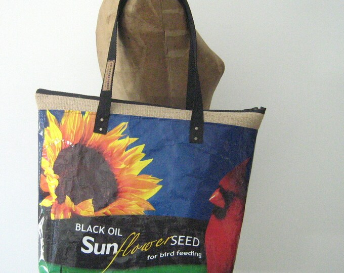 Recycled Bird Seed Bag Tote With Zipper Top Eco Friendly Etsy