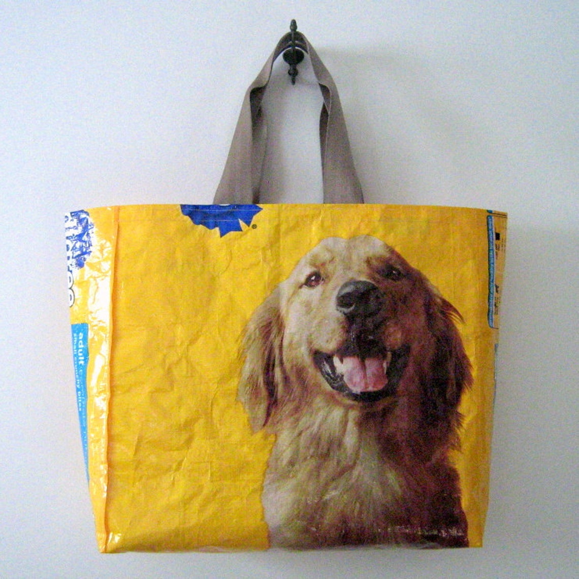 Recycled Dog Food Bag Tote Golden Retriever Etsy