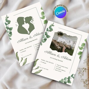 Elegant Floral Outdoor Wedding Invitation, Botanical Sage Green Invitation, Rustic Outdoor Wedding Invite, Marriage Invite, Garden Wedding