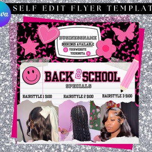 Back To School Sale Flyer, Back To School Bookings, Back 2 School, Wig Install Flyer, Hair Flyer, Makeup Flyer, Braids Flyer, Booking Flyer