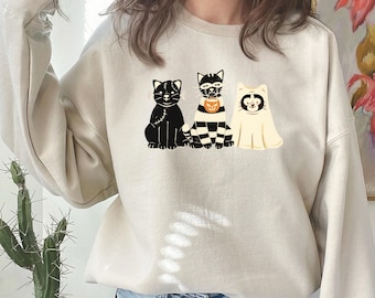 Halloween Black Cat Sweatshirt, Fall Sweatshirt, Halloween Cat, Boo Sweatshirt, Teacher Halloween, Halloween Crewneck, Spooky Season, Ghost