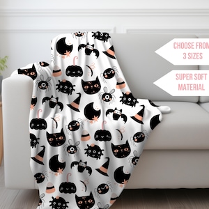 Black Boho Halloween Blanket, Groovy Pumpkin Blanket, Boho Fall Bedding Decor, Cozy Couch Throw, Baby First Halloween Blanket, Pet Blanket
