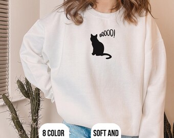 Halloween Black Cat Sweatshirt, Fall Sweatshirt, Halloween Cat, Boo Sweatshirt, Teacher Halloween, Halloween Crewneck, Spooky Season, Ghost