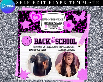 Back to School Bring a Friend Flyer, Back To School Bookings, Back 2 School, Wig Install Flyer, Hair Flyer, Braid Flyer, Booking Flyer, Nail