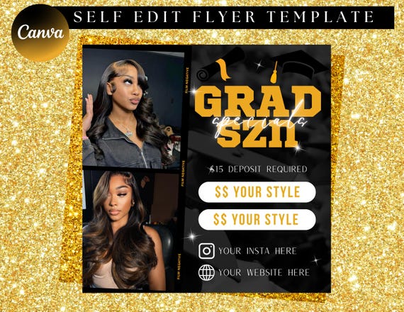 School Graduation Bookings, Graduation Flyer, Senior 2025 Grad, Wig Install, Hair Flyer, Makeup Flyer, Braids Flyer, Grad Booking Flyer