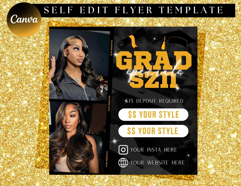 School Graduation Bookings, Graduation Flyer, Senior 2025 Grad, Wig Install, Hair Flyer, Makeup Flyer, Braids Flyer, Grad Booking Flyer image 1