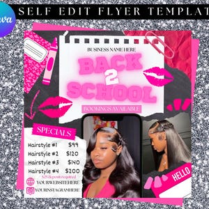 Back To School Sale Flyer, Back To School Bookings, Back 2 School, Wig Install Flyer, Hair Flyer, Makeup Flyer, Braids Flyer, Booking Flyer