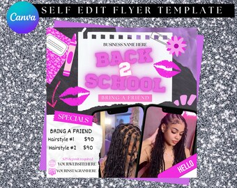 Back to School Bring a Friend Flyer, Back To School Bookings, Back 2 School, Wig Install Flyer, Hair Flyer, Braid Flyer, Booking Flyer, Nail