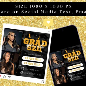 School Graduation Bookings, Graduation Flyer, Senior 2025 Grad, Wig Install, Hair Flyer, Makeup Flyer, Braids Flyer, Grad Booking Flyer image 7