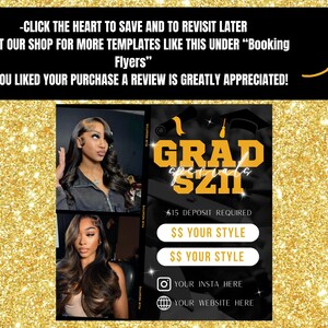 School Graduation Bookings, Graduation Flyer, Senior 2025 Grad, Wig Install, Hair Flyer, Makeup Flyer, Braids Flyer, Grad Booking Flyer image 6