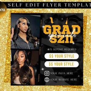 School Graduation Bookings, Graduation Flyer, Senior 2025 Grad, Wig Install, Hair Flyer, Makeup Flyer, Braids Flyer, Grad Booking Flyer image 9