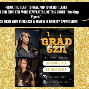 School Graduation Bookings, Graduation Flyer, Senior 2025 Grad, Wig Install, Hair Flyer, Makeup Flyer, Braids Flyer, Grad Booking Flyer image 3