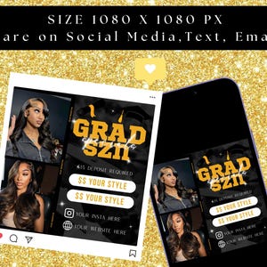 School Graduation Bookings, Graduation Flyer, Senior 2025 Grad, Wig Install, Hair Flyer, Makeup Flyer, Braids Flyer, Grad Booking Flyer image 4