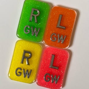 2 Pair Xray Markers on Clear Acrylic Border-Fine Glitter-Xray Tech-Radiology Tech-Lead Letters-Xray Student