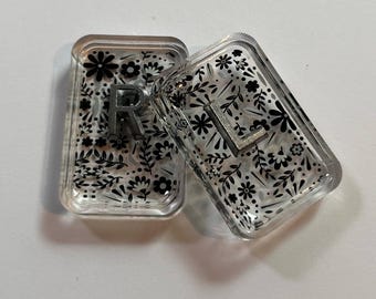 Acrylic Black & White Floral Xray Marker Set-Radiology Tech-Xray Markers with Initials-Cute Xray Markers-Xray Student-Rad Tech-Xray Gift