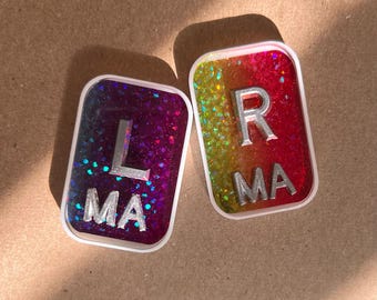 Rainbow Holographic Glitter Xray Markers-Radiology Tech-Xray Markers with Initials-Cute Xray Markers-Colorful Xray Markers-Rad Tech Week