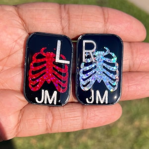 Ribcage Glitter Xray Marker Set-Radiology Gift-Xray Student-Bones Xray Markers-Black Border-Radiology Tech-Xray Markers with Initials