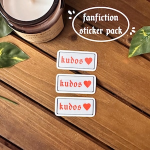 Fanfiction Sticker Pack | kudos  | AO3 | Booktok | fanfic| Kindle Stickers | Writer | Book Club| Reading Accessory| Reader | Next Chapter