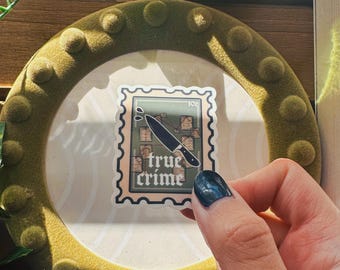 True Crime Stamp Sticker: Bookish, Kindle, fanfic, ao3 sticker