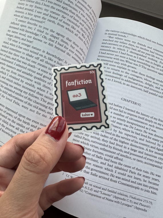 Fanfiction Stamp Sticker: Bookish, Kindle, fanfic, ao3 sticker