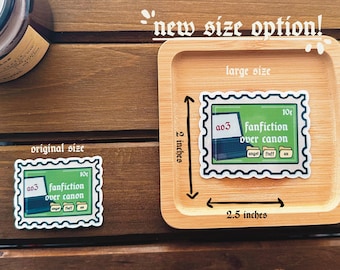Fanfiction Over Canon Stamp Sticker: Bookish, Kindle, fanfic, ao3 sticker