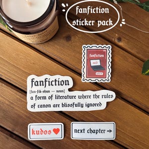 Fanfiction Sticker Pack | kudos  | AO3 | Booktok | fanfic| Kindle Stickers | Writer | Book Club| Reading Accessory| Reader | Next Chapter