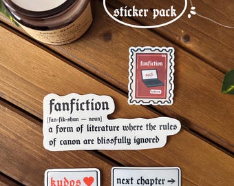 Fanfiction Sticker Pack: Bookish, Kindle, fanfic, ao3 stickers