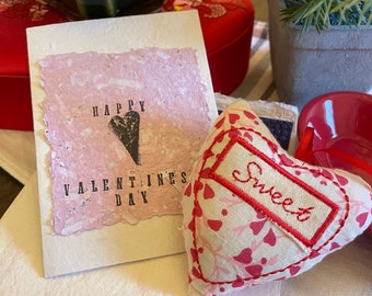 Happy Valentines Day Handmade Paper Card - Blank Inside