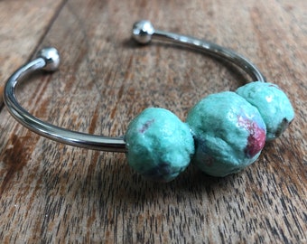 Handmade Paper Beaded Bangle Bracelet - One Size Fits All