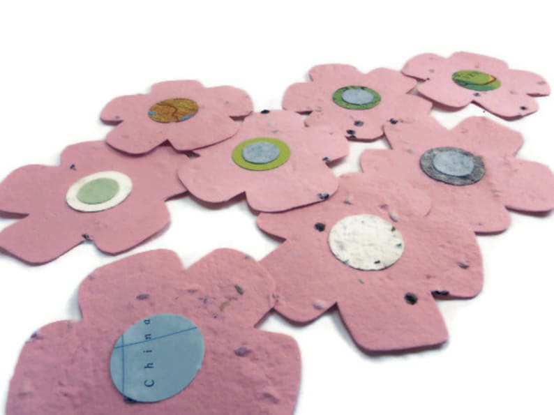 Wildflower Seeded Handmade Paper Flower Favors 20 count 3 inch image 1