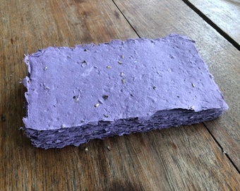 Dark Purple WILDFLOWER SEEDED handmade paper Sheets - 10 count