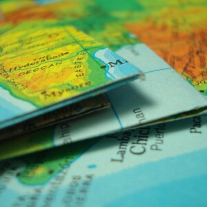 Envelopes de mapa vintage reciclados com cartão em branco ~ conjunto de 5
