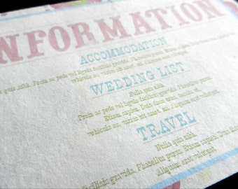Information Card Inserts for Wedding Invitations - 20 - Sustainable, Earth-Friendly, Tree-Free Handmade Paper - Vintage Candy
