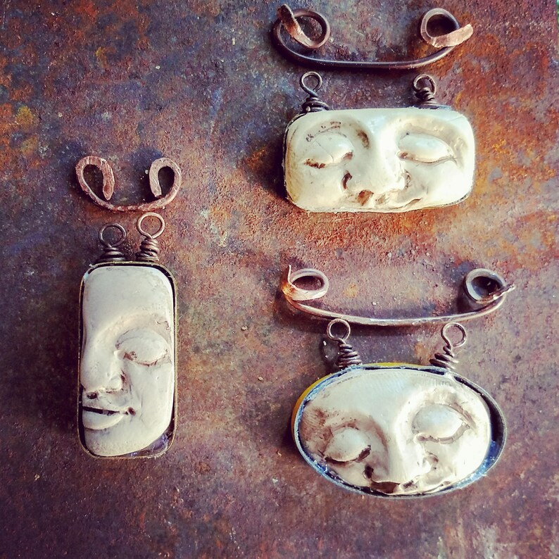 Tranquil Dreams Polymer Clay face pendant Etsy