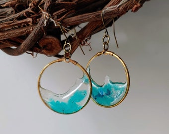 The Wave - Blue resin earrings