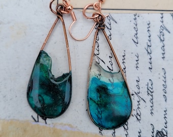 The Wave - Blue wave resin earrings, resin  dangle earrings