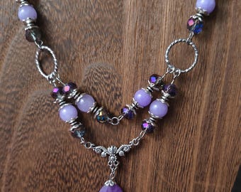 Handcrafted Amethyst Beaded Pendant Necklace