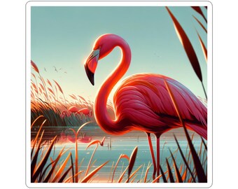 Tropical Flamingo Kiss-Cut Sticker - Summer Laptop Decal