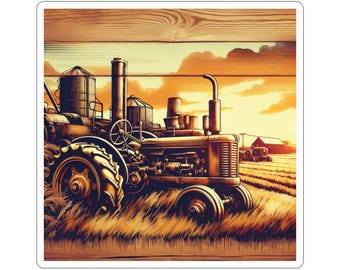 Sticker tracteur vintage : décoration champêtre, cadeau agricole